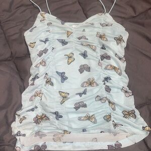 Baby blue butterfly top